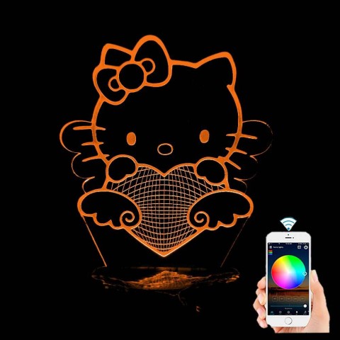 Акриловий 3D світильник-нічник Кітті Hello Kitty