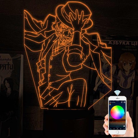 Акриловий 3D світильник-нічник Чуя Накахара 2 "Великий з Бродячих Псів"