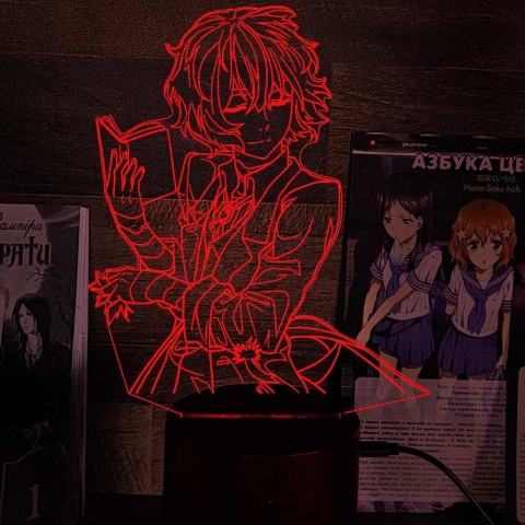 Акриловий 3D світильник-нічник Осаму Дазай 3 