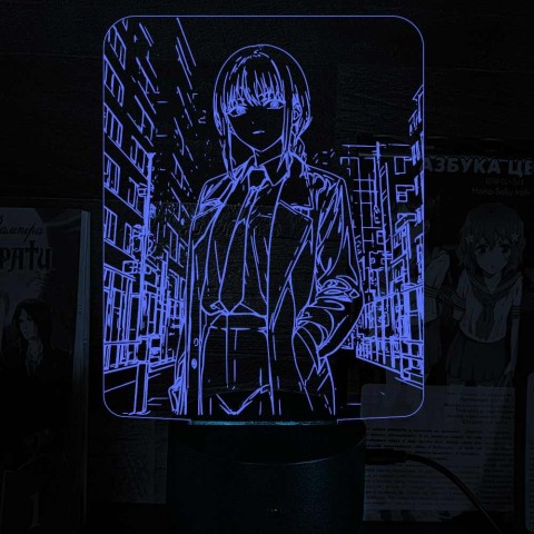 Акриловий 3D світильник-нічник Макіма Людина-бензопила (Chainsaw Man) 4