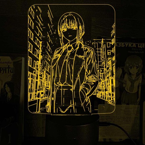 Акриловий 3D світильник-нічник Макіма Людина-бензопила (Chainsaw Man) 4