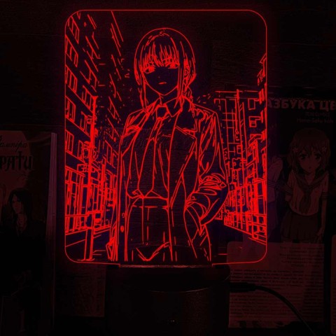 Акриловий 3D світильник-нічник Макіма Людина-бензопила (Chainsaw Man) 4