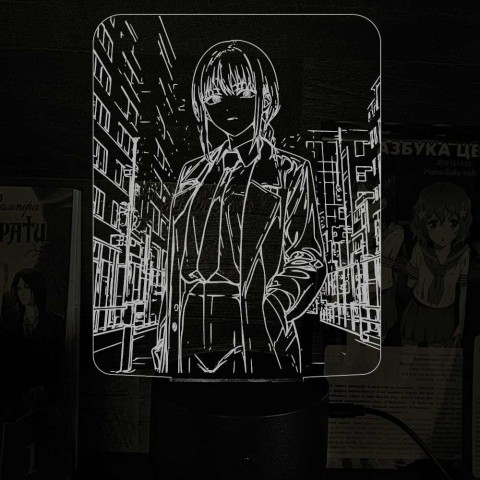 Акриловий 3D світильник-нічник Макіма Людина-бензопила (Chainsaw Man) 4