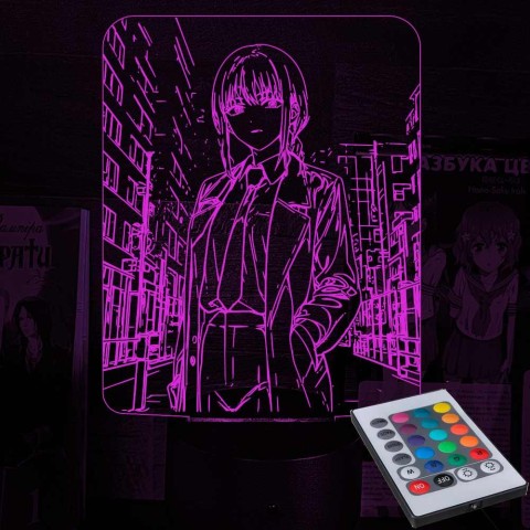 Акриловий 3D світильник-нічник Макіма Людина-бензопила (Chainsaw Man) 4