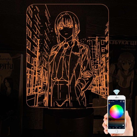 Акриловий 3D світильник-нічник Макіма Людина-бензопила (Chainsaw Man) 4