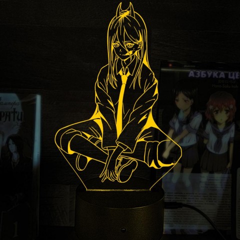 Акриловий 3D світильник-нічник Пауер Людина-бензопила (Chainsaw Man) 5