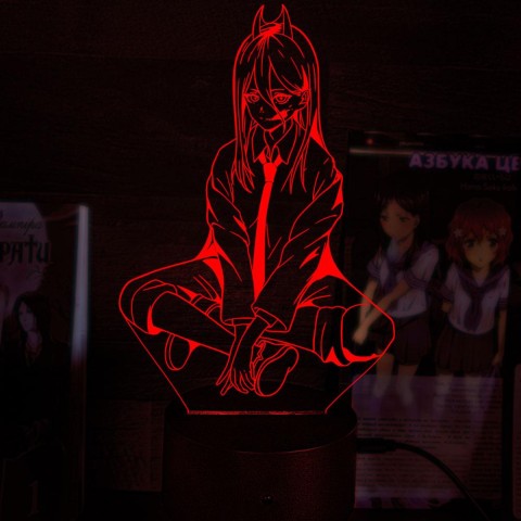 Акриловий 3D світильник-нічник Пауер Людина-бензопила (Chainsaw Man) 5