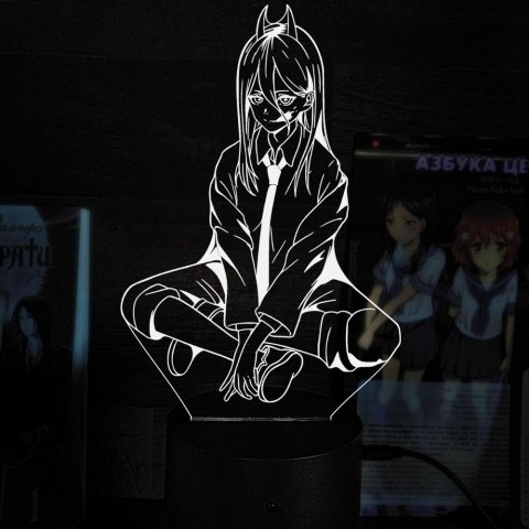 Акриловий 3D світильник-нічник Пауер Людина-бензопила (Chainsaw Man) 5