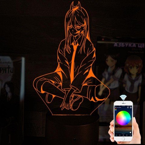 Акриловий 3D світильник-нічник Пауер Людина-бензопила (Chainsaw Man) 5