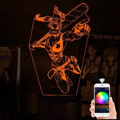 Акриловий 3D світильник-нічник Харлі Квінн 2