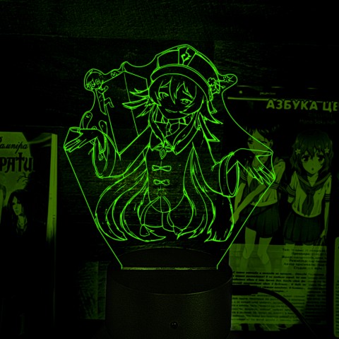 Акриловий 3D світильник-ночник Ху Тао 4