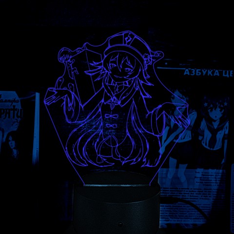 Акриловий 3D світильник-ночник Ху Тао 4