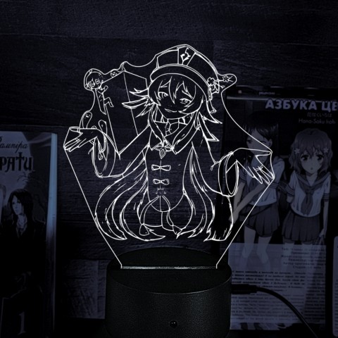 Акриловий 3D світильник-ночник Ху Тао 4