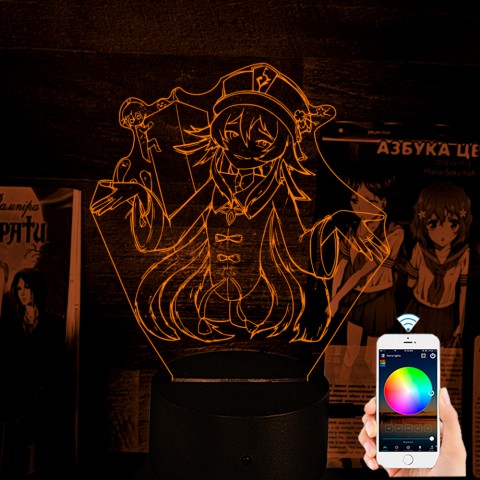 Акриловий 3D світильник-ночник Ху Тао 4