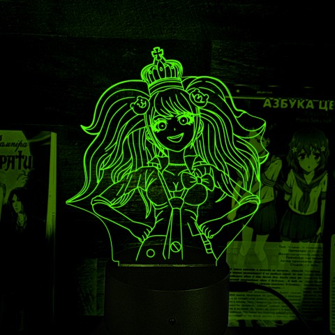 Акриловий 3D світильник-ночник Danganronpa Джунко Еношіма