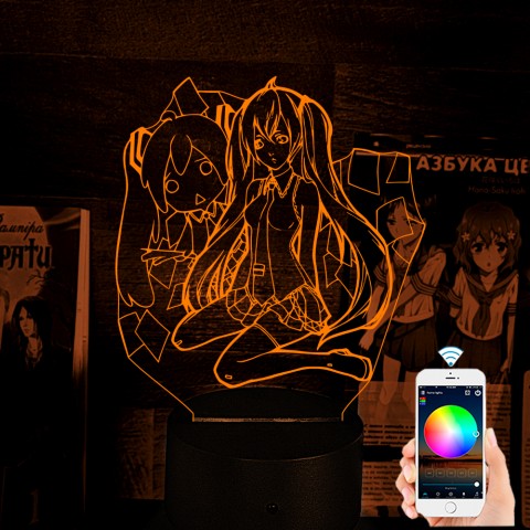 Акриловий 3D світильник-ночник Міку Хацуне