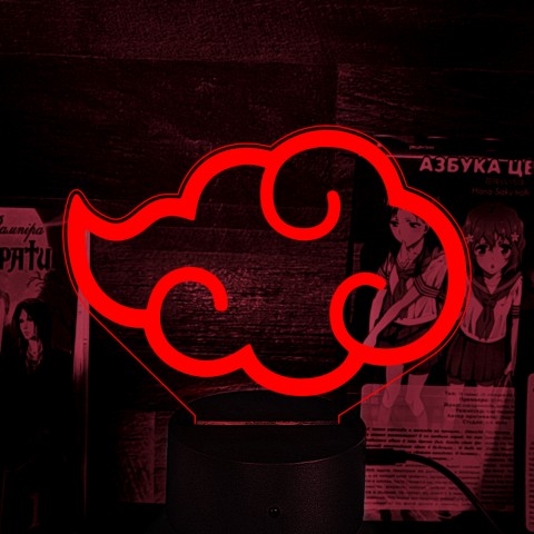 Акриловий 3D світильник-ночник Наруто Хмара Акацукі