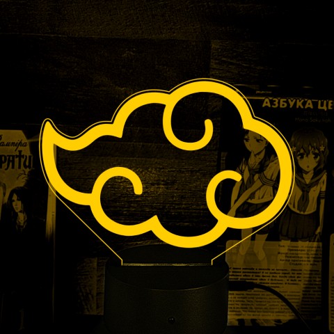 Акриловий 3D світильник-ночник Наруто Хмара Акацукі