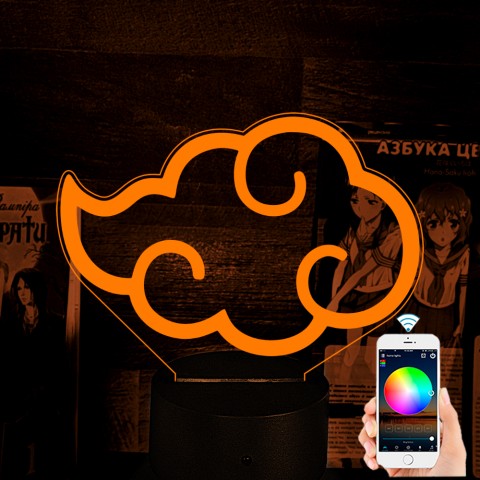 Акриловий 3D світильник-ночник Наруто Хмара Акацукі