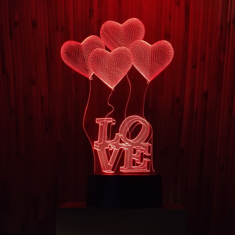 Акриловий 3D світильник-нічник серце Love