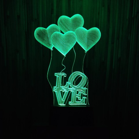 Акриловий 3D світильник-нічник серце Love