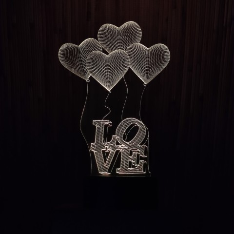 Акриловий 3D світильник-нічник серце Love