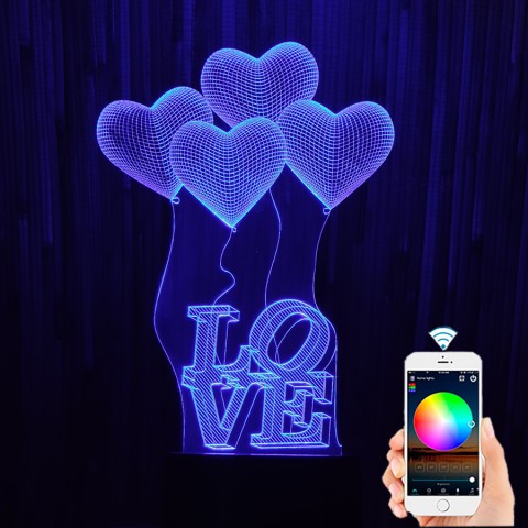 Акриловий 3D світильник-нічник серце Love