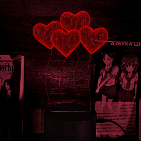 Акриловий 3D світильник-нічник серце