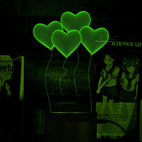 Акриловий 3D світильник-нічник серце