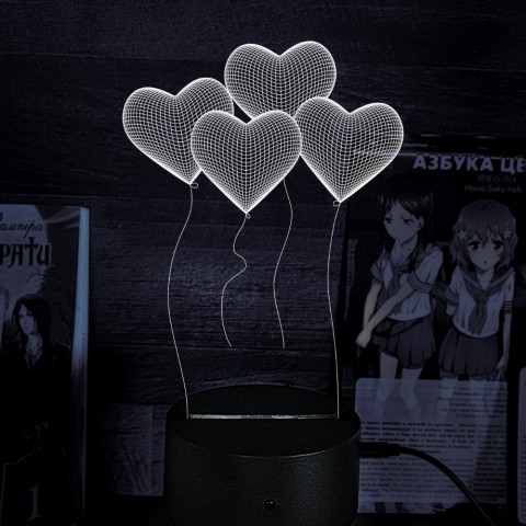 Акриловий 3D світильник-нічник серце