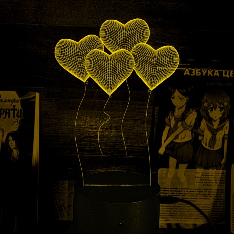 Акриловий 3D світильник-нічник серце