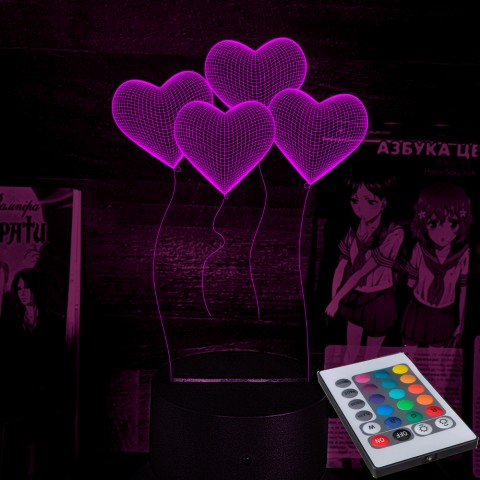 Акриловий 3D світильник-нічник серце