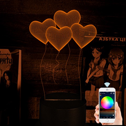 Акриловий 3D світильник-нічник серце