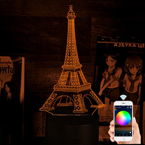 Акриловий 3D світильник-нічник Ейфелева вежа