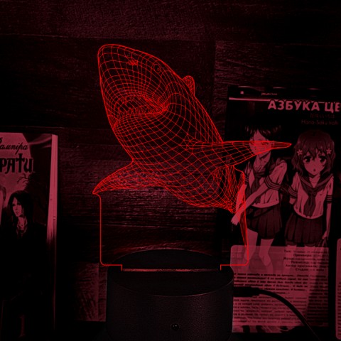 Акриловий 3D світильник-нічник Акула