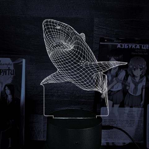 Акриловий 3D світильник-нічник Акула