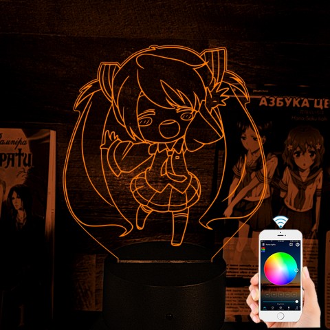 Акриловий 3D світильник-ночник Міку Хацуне