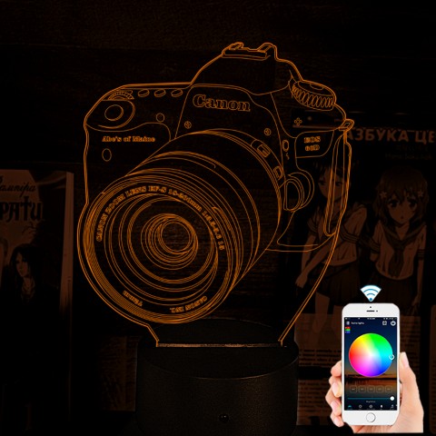 Акриловий 3D світильник-нічник Фотокамера Фотоапарат Canon