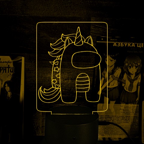 Акриловий 3D світильник-нічник Among Us Єдиноріг