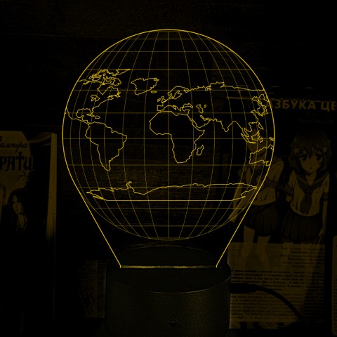 Акриловий 3D світильник-нічник Планета Земля