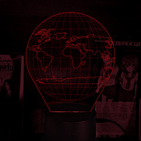 Акриловий 3D світильник-нічник Планета Земля