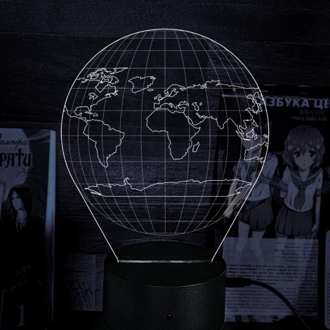 Акриловий 3D світильник-нічник Планета Земля