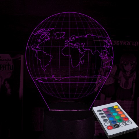 Акриловий 3D світильник-нічник Планета Земля