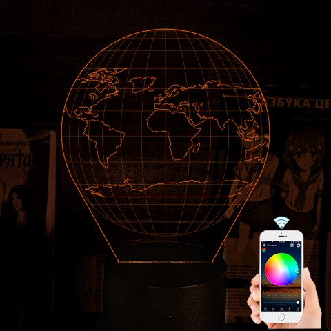 Акриловий 3D світильник-нічник Планета Земля