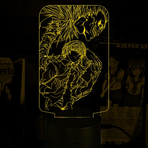 Акриловий 3D світильник-нічник Зошит смерті Death Note Лайт і Рюк
