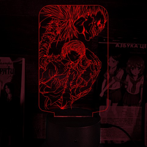 Акриловий 3D світильник-нічник Зошит смерті Death Note Лайт і Рюк
