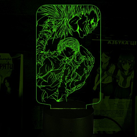 Акриловий 3D світильник-нічник Зошит смерті Death Note Лайт і Рюк