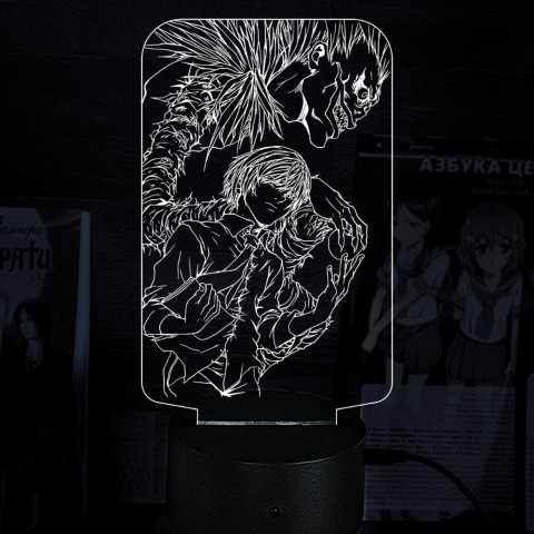Акриловий 3D світильник-нічник Зошит смерті Death Note Лайт і Рюк