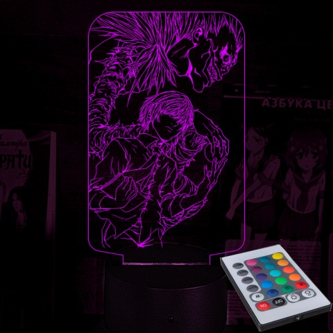 Акриловий 3D світильник-нічник Зошит смерті Death Note Лайт і Рюк