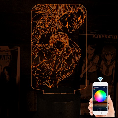 Акриловий 3D світильник-нічник Зошит смерті Death Note Лайт і Рюк